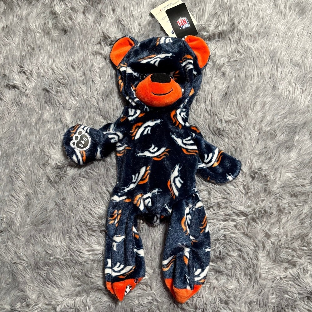 NFL Broncos Build A Bear Navy Orange Football Plush Unstuffed Soft NEW
